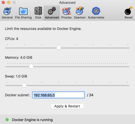 在 Docker for Mac 中设置 8GB 内存